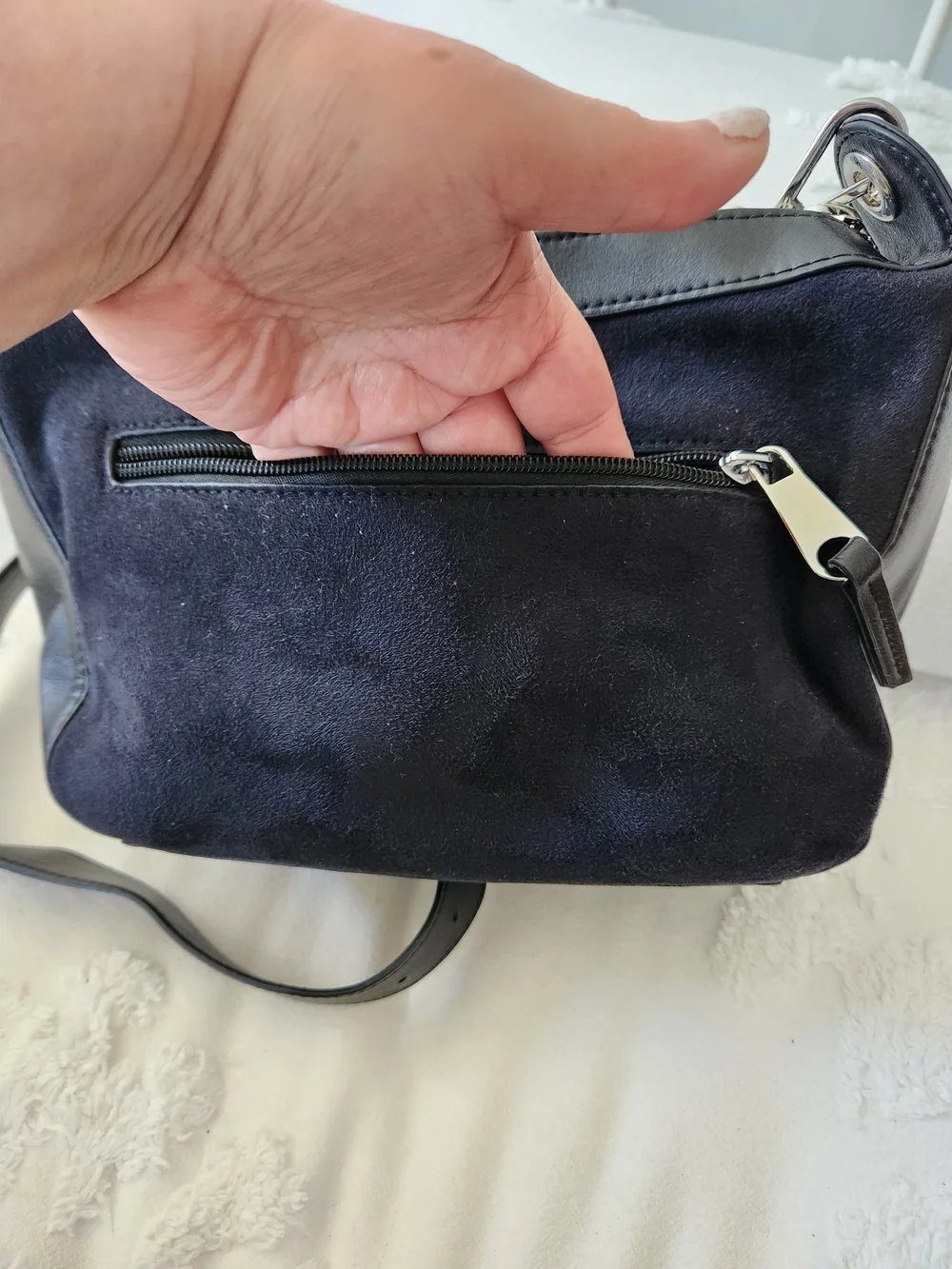 VINTAGE GUESS Black Suede & Leather Crossbody Bag with Matching Wallet